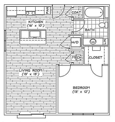 A1-2 Floor Plan at Piazza on West Pine, Saint Louis, 63108